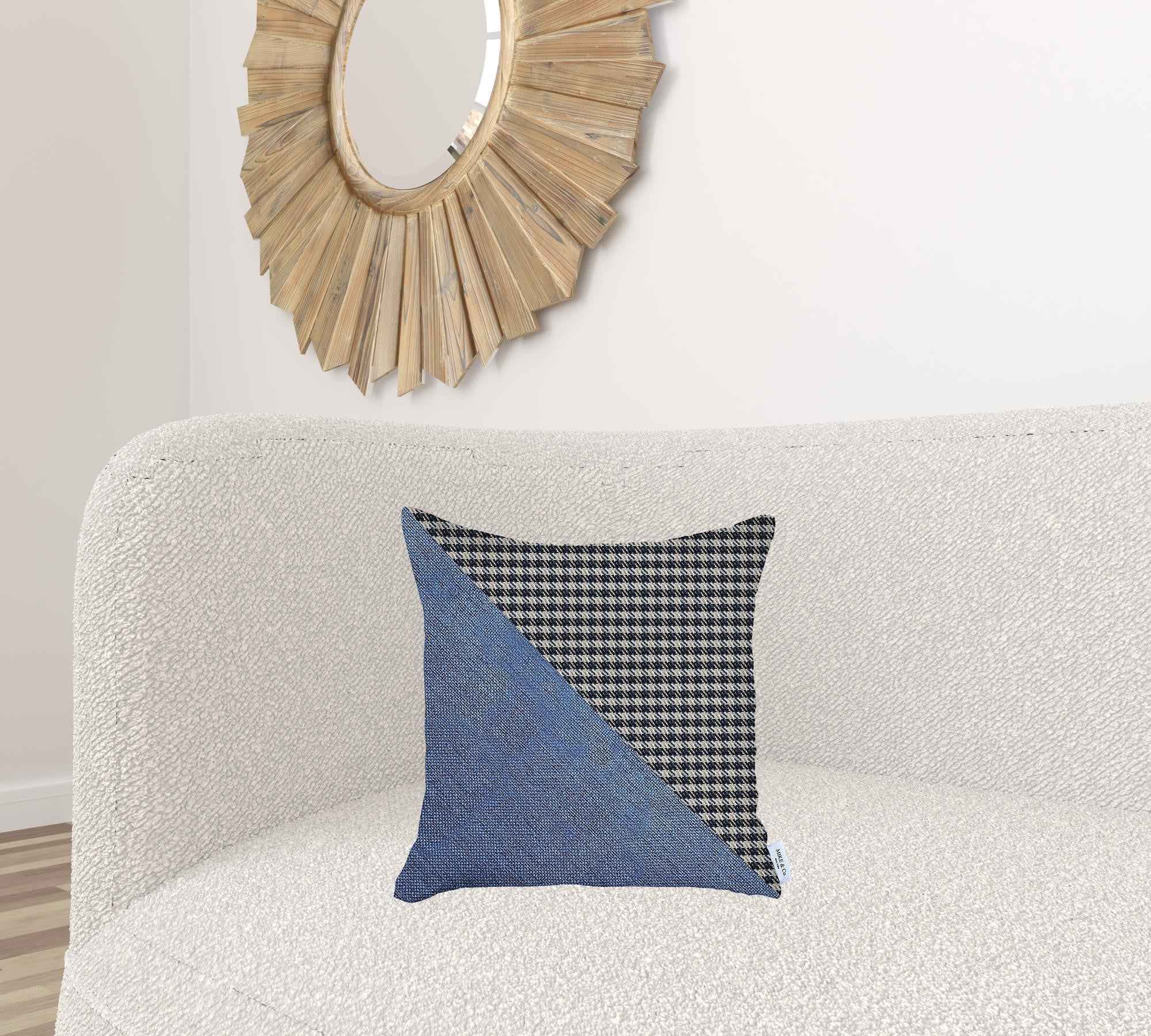 Blue Houndstooth Modern Decorative Throw Pillow
