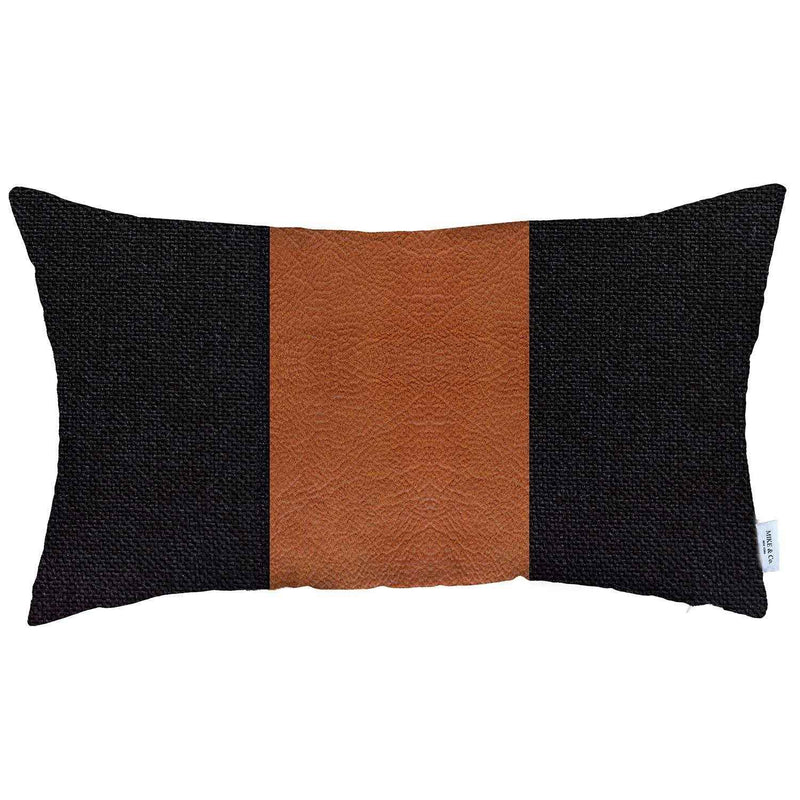 Black Base and Brown Center Lumbar Throw Pillow