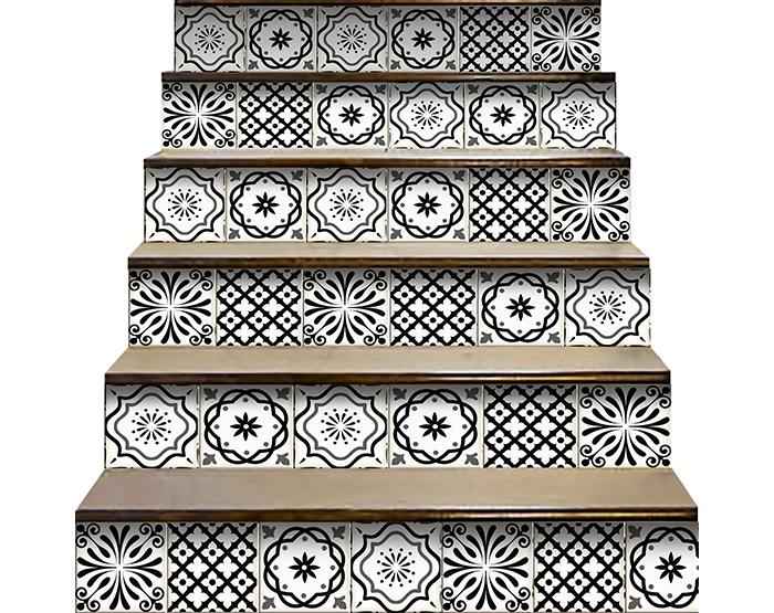 4" X 4" Black and White Multi Peel and Stick Removable Tiles