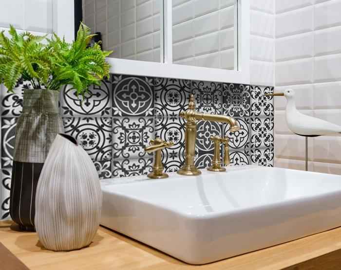 6" X 6" Gray and White Multi  Peel and Stick Removable Tiles