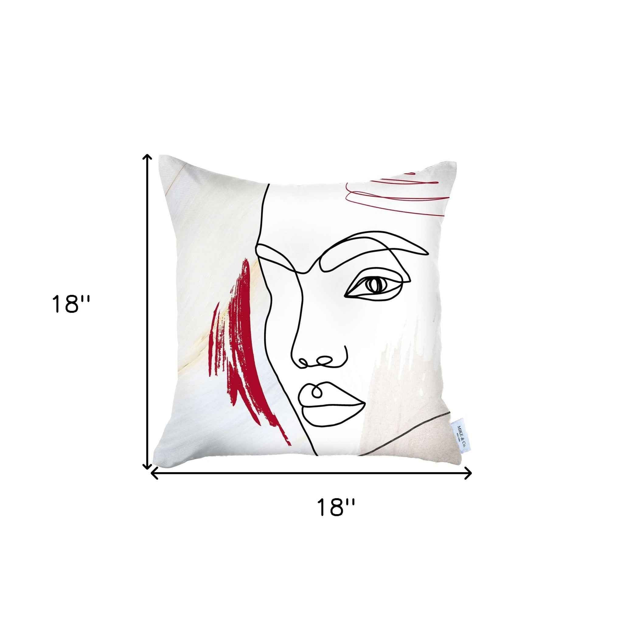 White Printed Face Boho Chic Throw Pillow