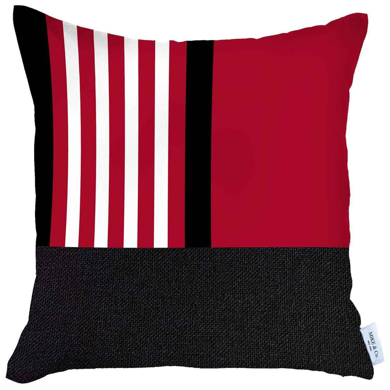 Red and Black Printed Geometric Throw Pillow