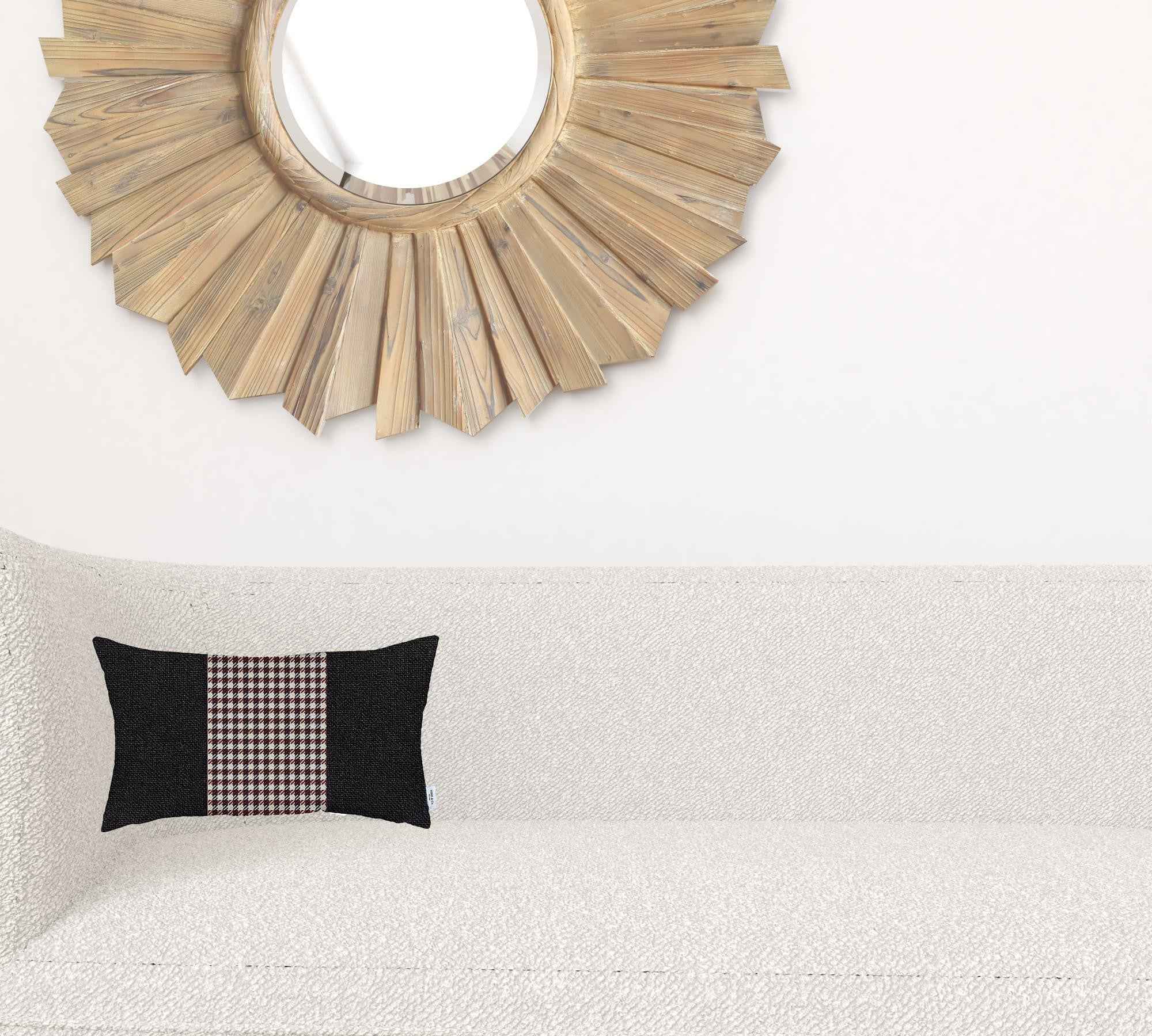 Red and Black Houndstooth Lumbar Throw Pillow