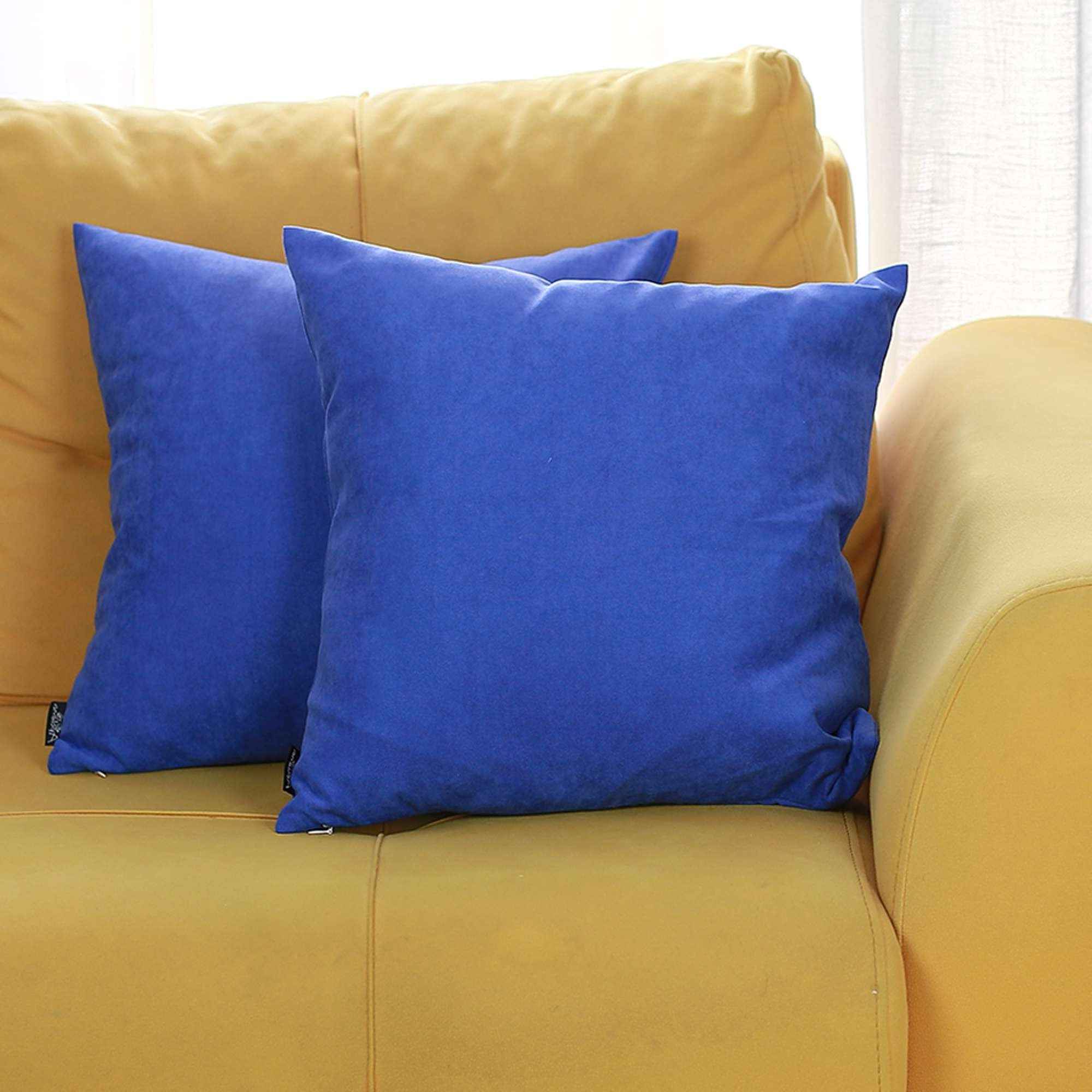 Set of 2 Cobalt Blue Modern Square Throw Pillows