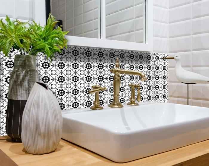 8" X 8" Black and White Gerber Peel and Stick Removable Tiles