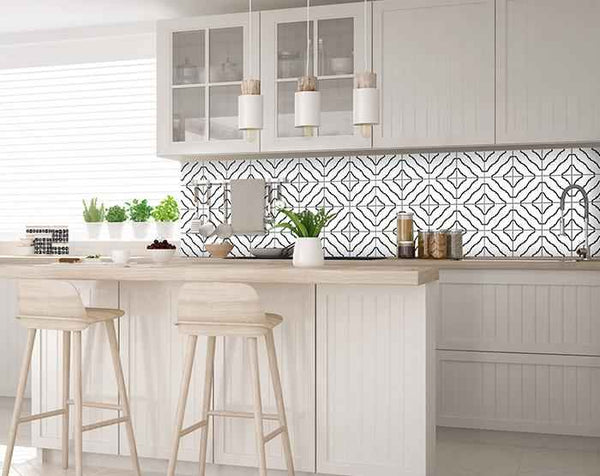 6" X 6" Black and White XL Prism Peel and Stick Removable Tiles