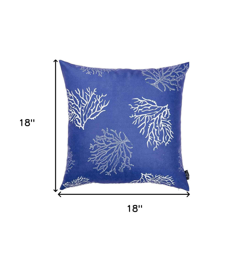 Blue and Silver Coral Reef Decorative Throw Pillow