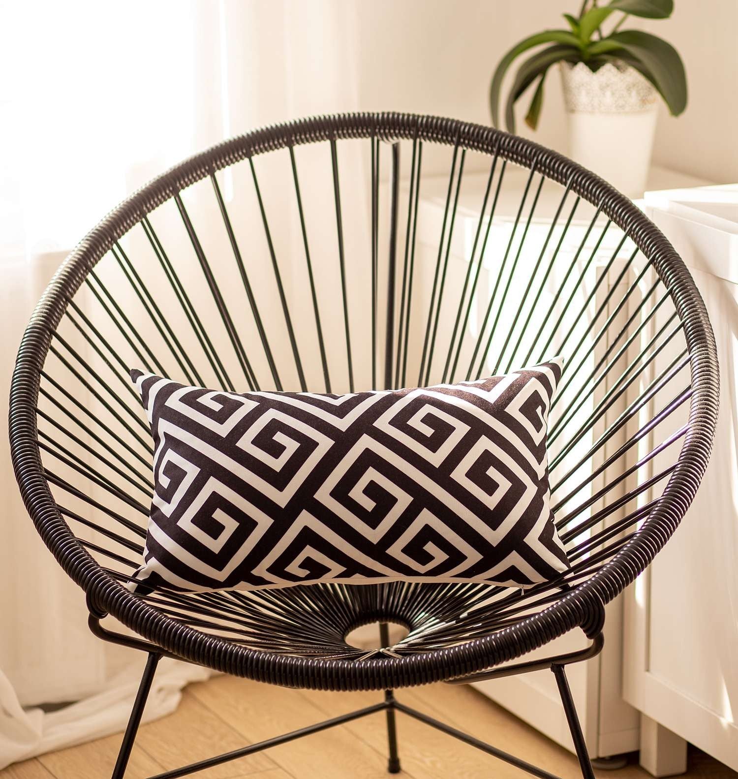 Black Greek Key Pattern Lumbar Throw Pillow Default Title