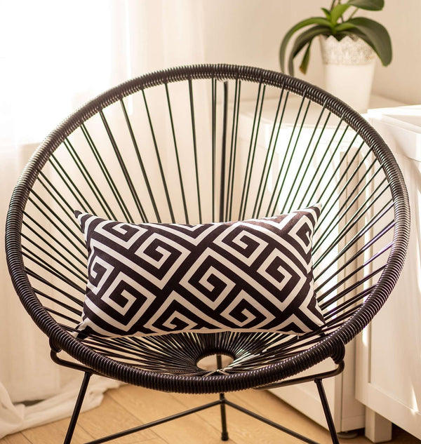 Black Greek Key Pattern Lumbar Throw Pillow Default Title