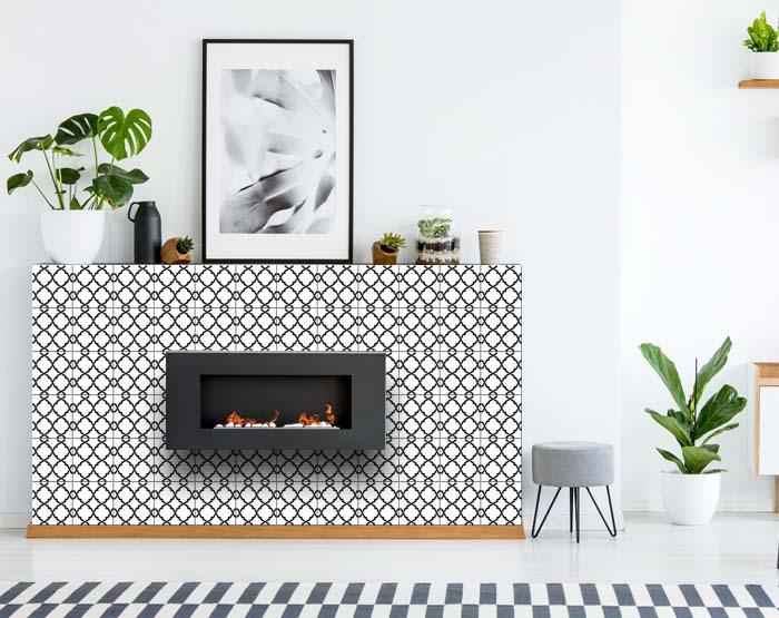 5" X 5" Black and White Quatrefoil Peel and Stick Tiles