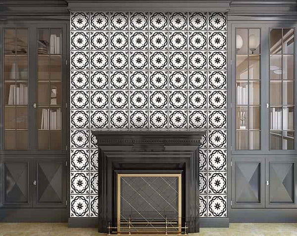 4" X 4" Black and White Rolla Peel and Stick Removable Tiles