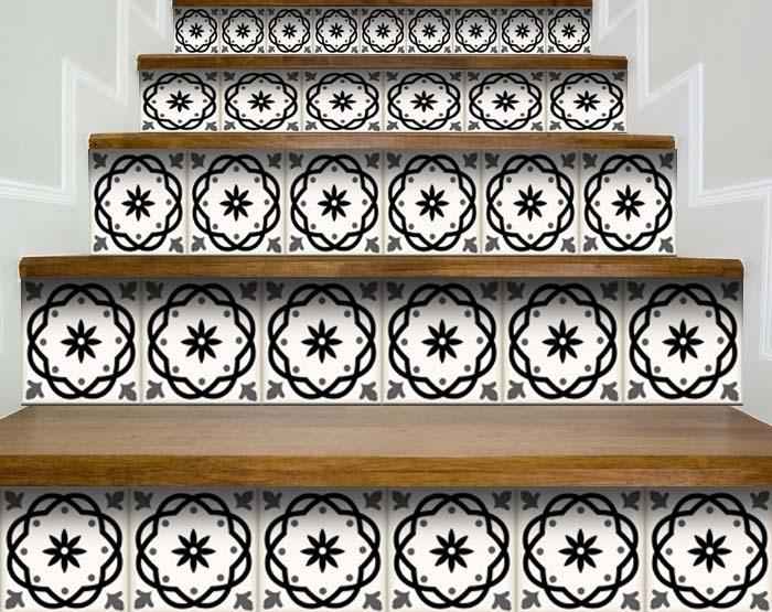 4" X 4" Black and White Rolla Peel and Stick Removable Tiles