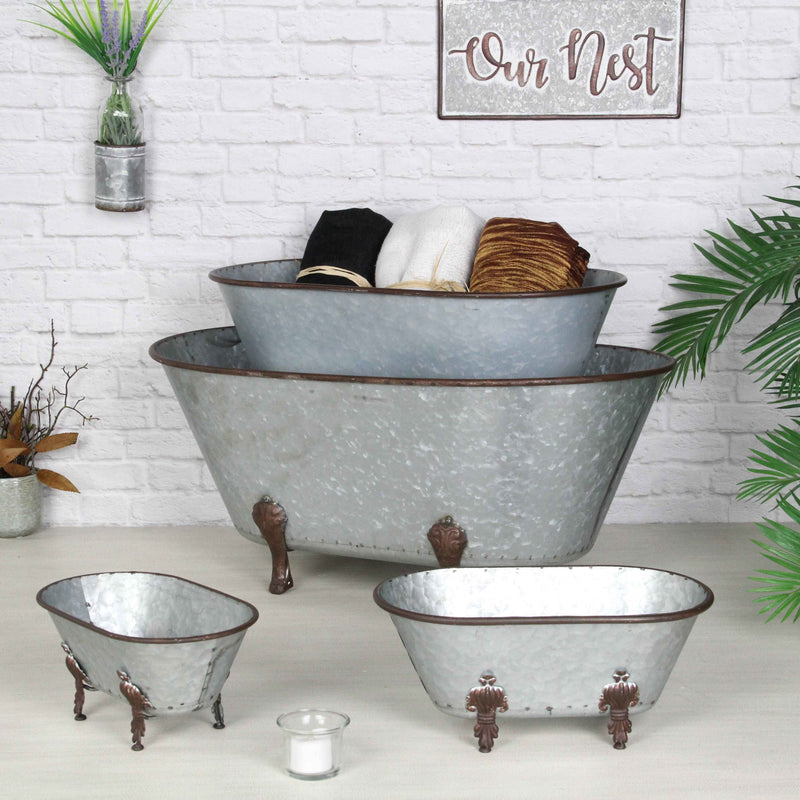 Hammered Metal Bathtub Decorative Sculpture