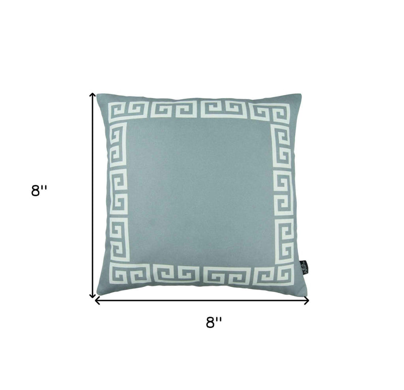 Gray and White Greek Key Bordered Throw Pillow