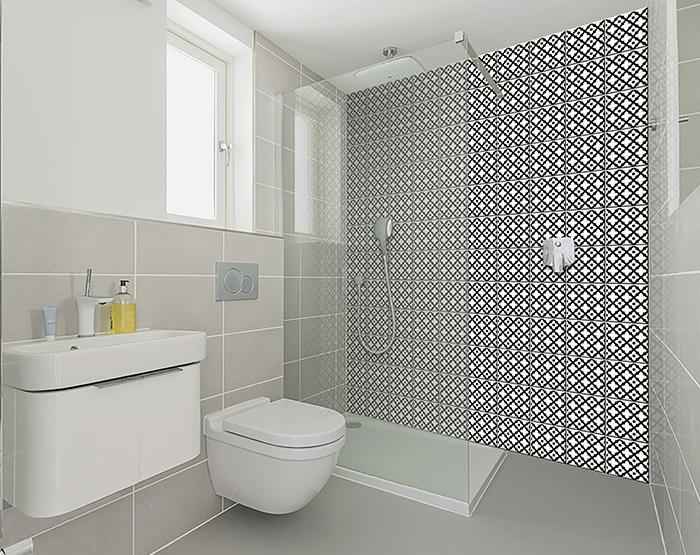 4" X 4" Black and White Dia Peel and Stick Removable Tiles