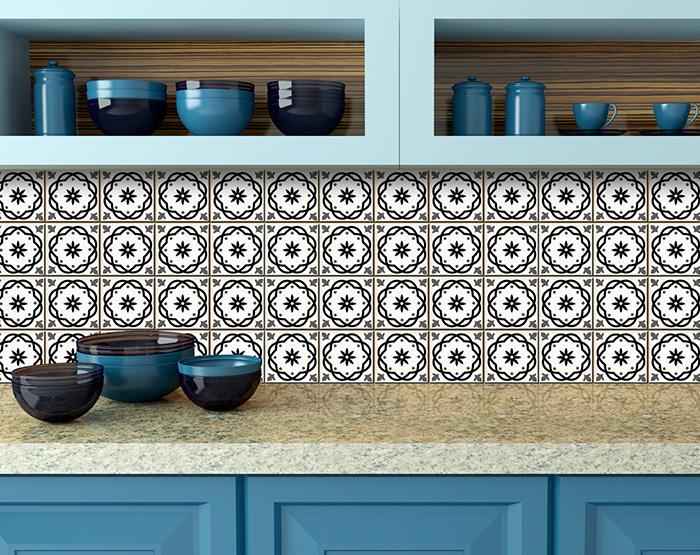 7" X 7" Black and White Rolla Peel and Stick Removable Tiles