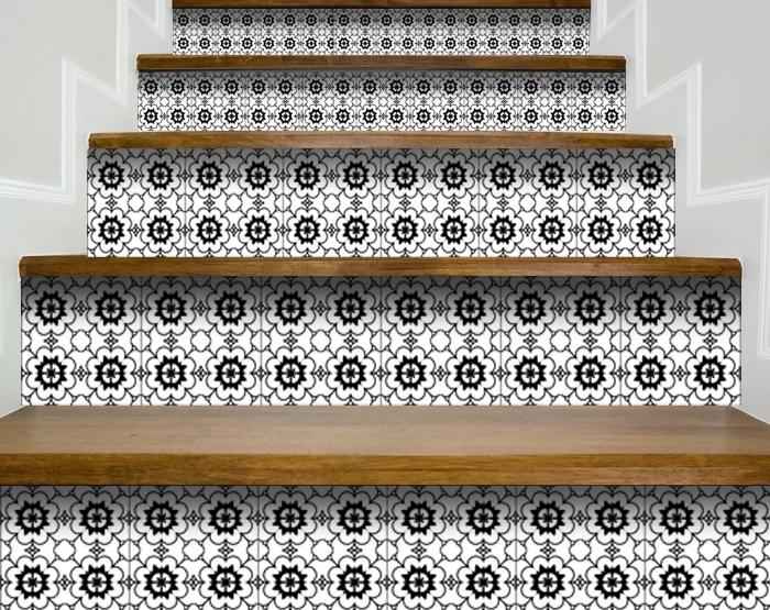 4" X 4" Black and White Gerber Peel and Stick Removable Tiles