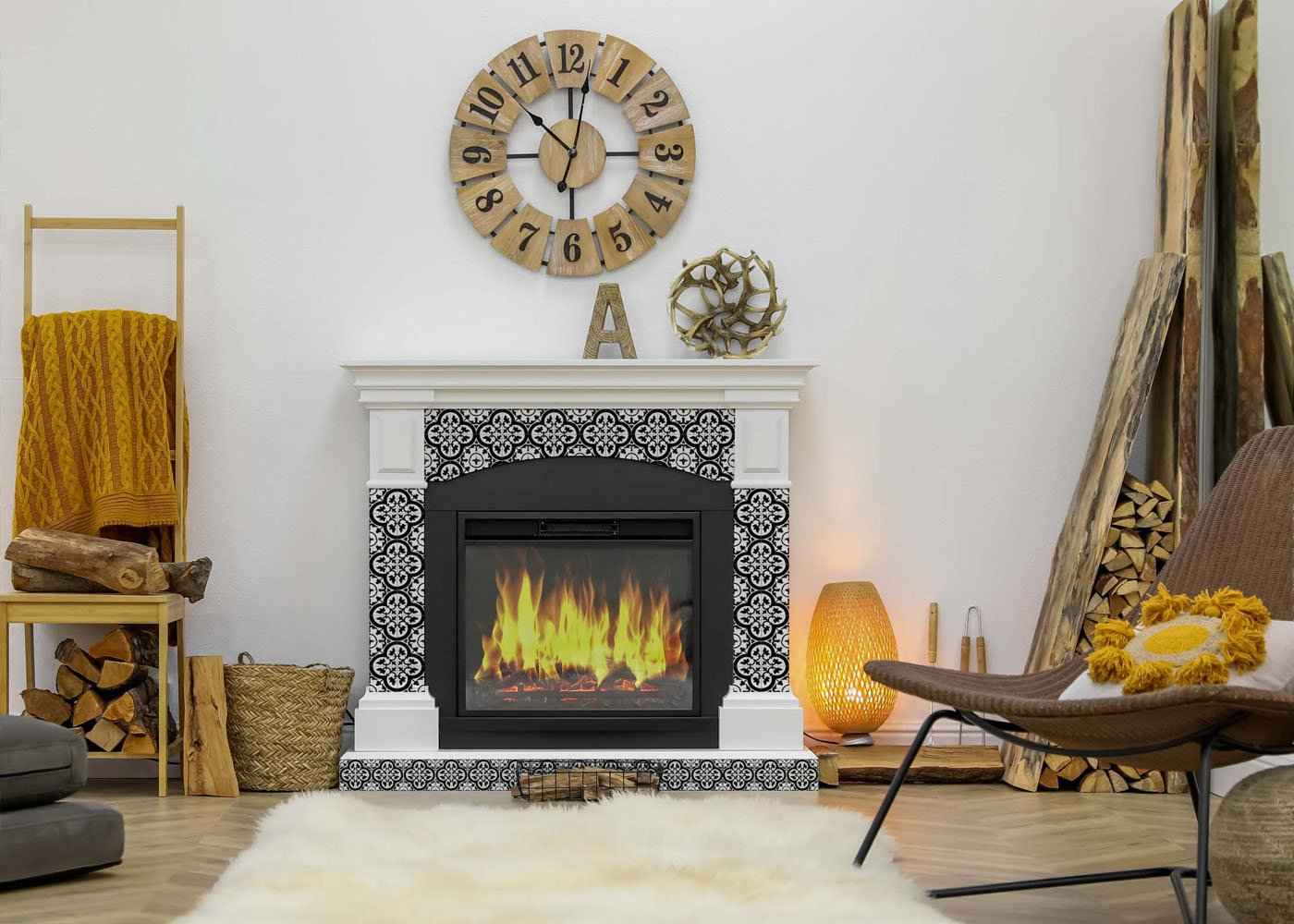 4" X 4" Black and White Roka Peel and Stick Removable Tiles