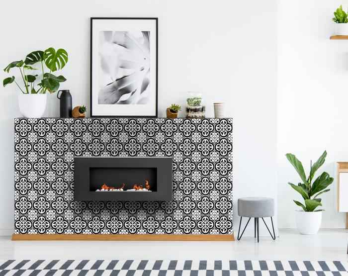 4" X 4" Black and White Roka Peel and Stick Removable Tiles