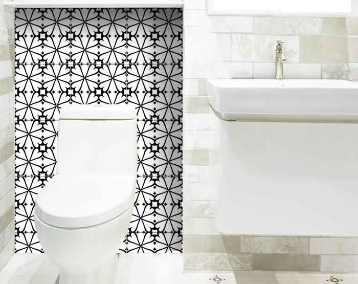 6" X 6" Black and White Clove Peel and Stick Removable Tiles