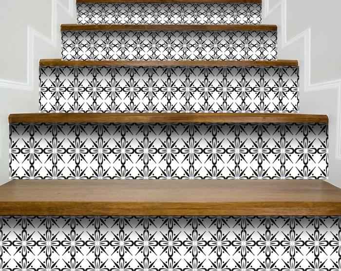 6" X 6" Black and White Quattra Peel and Stick Removable Tiles