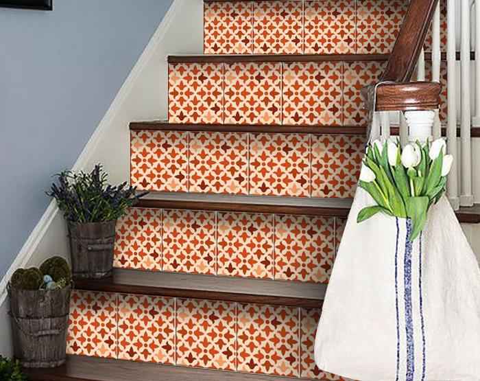 8" X 8" Terra Cotta Tango Peel and Stick Tiles