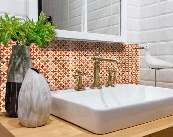 7" X 7" Terra Cotta Tango Peel and Stick Tiles