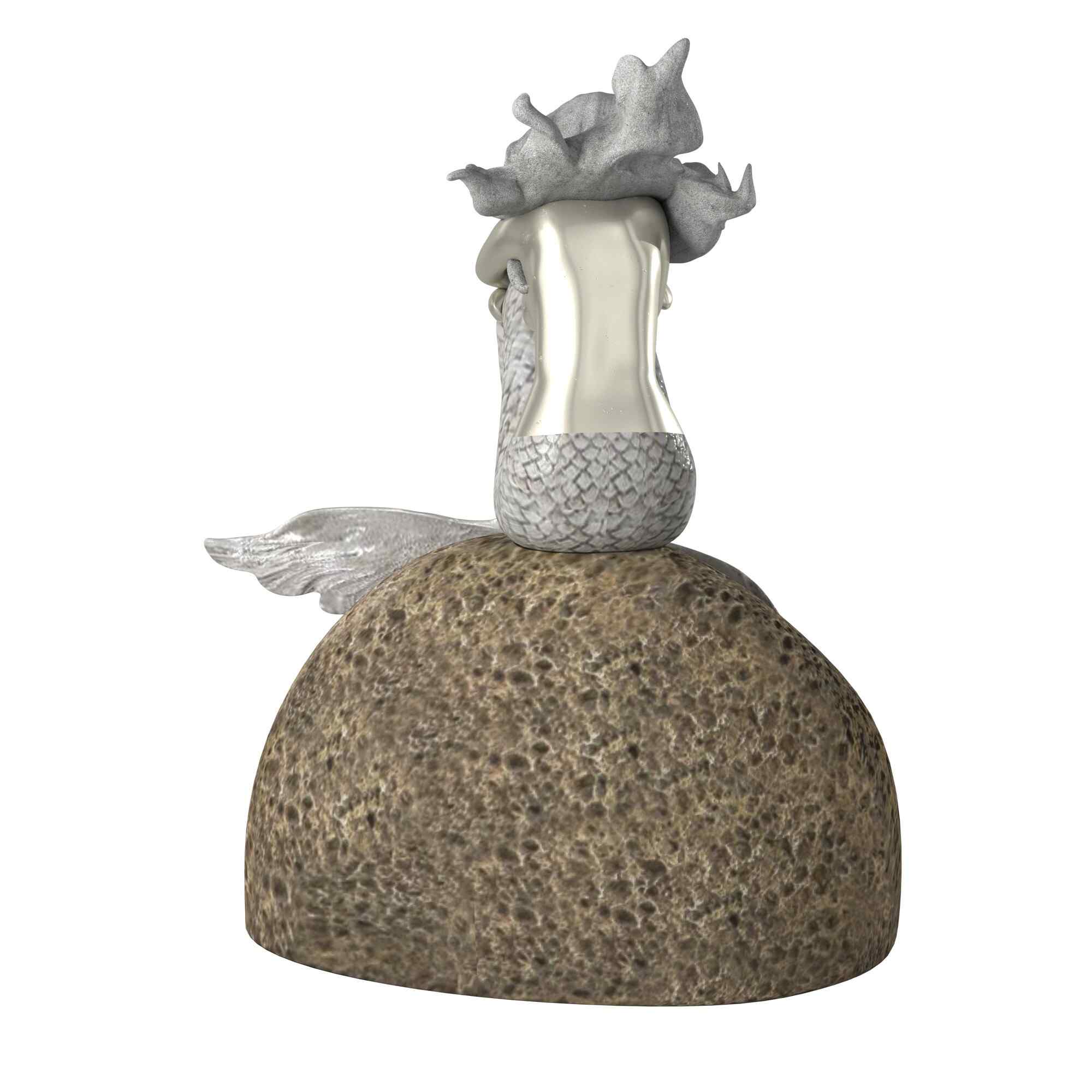 10" Brown and Silver Contemplative Mermaid Resin Tabletop Sculpture - Home & Garden