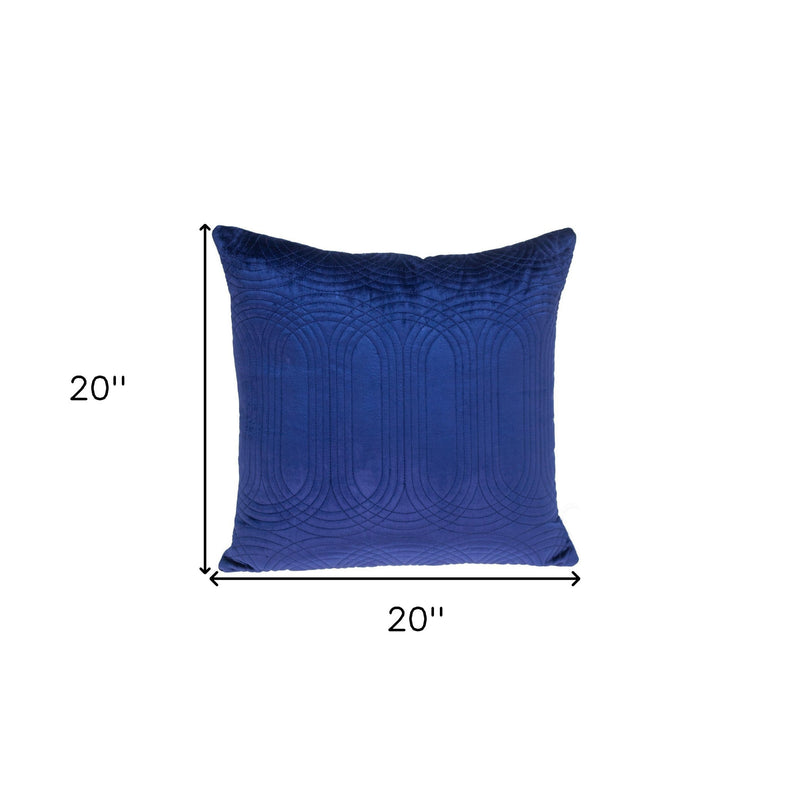 20" Blue Cotton Blend Throw Pillow - Home Decor