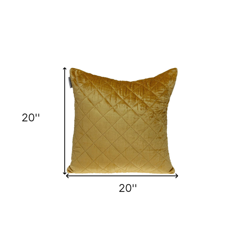 Tufted Diamond Yellow Ochre Transitional Square Pillow - Home Decor