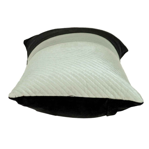 Black and White Quilted Color Block Velvet Lumbar Throw Pillow