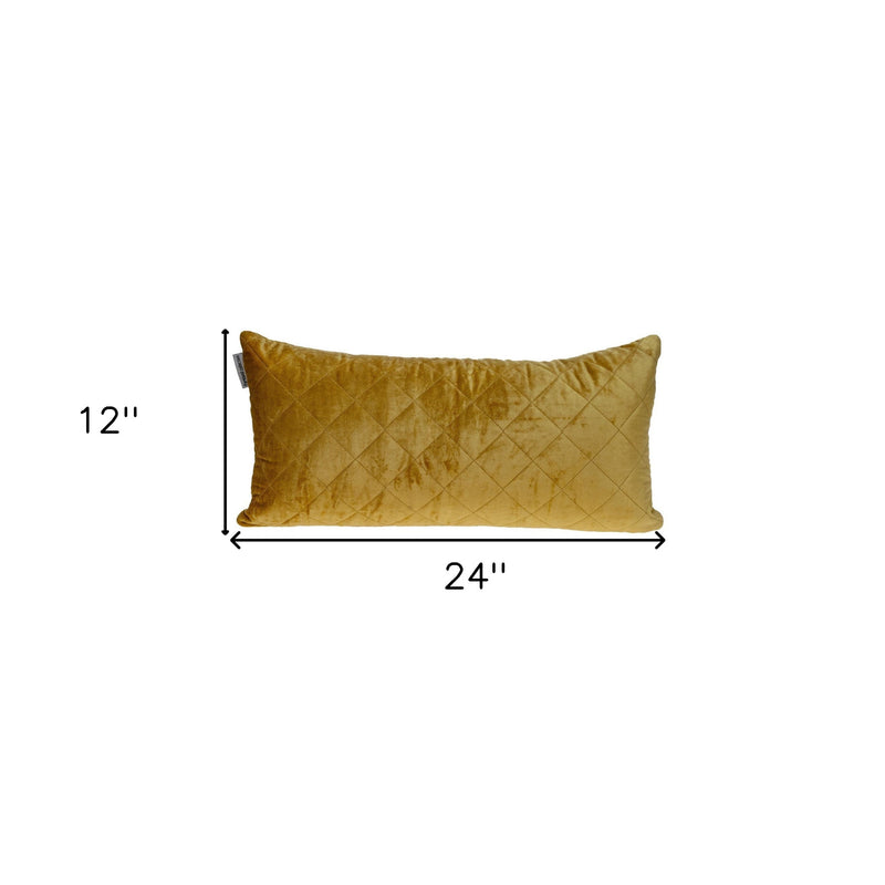 Tufted Diamond Yellow Ochre Transitional Lumbar Pillow - Home Decor