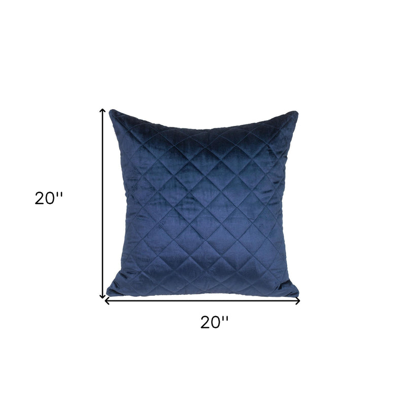 Tufted Diamond Navy Transitional Square Pillow - Home Decor