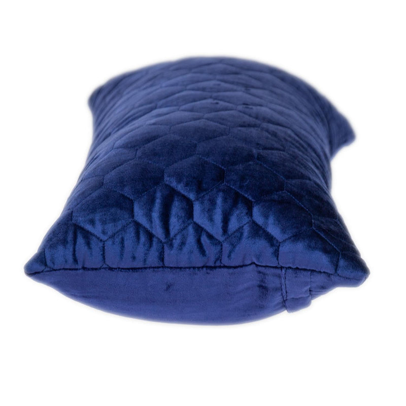 Blue Tufted Velvet Quilted Lumbar Throw Pillow - Home Decor