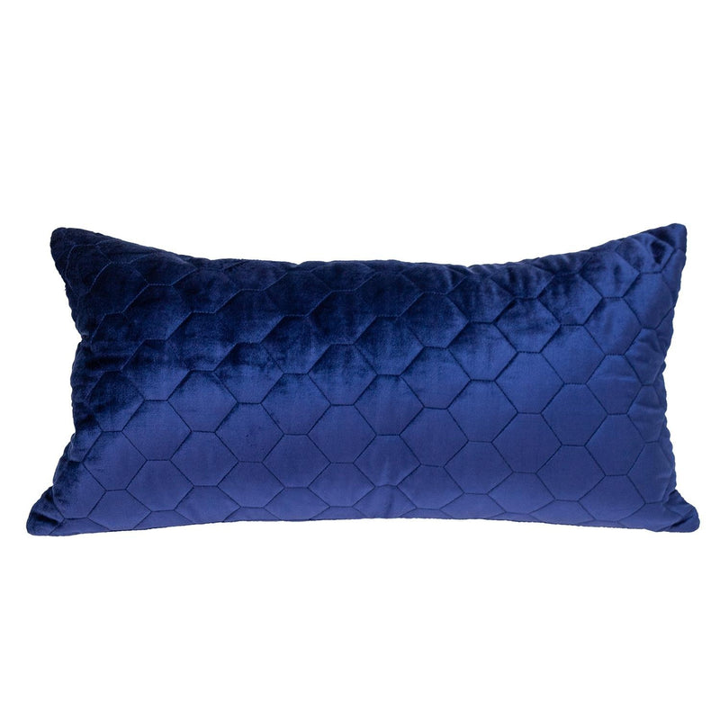 Blue Tufted Velvet Quilted Lumbar Throw Pillow - Home Decor