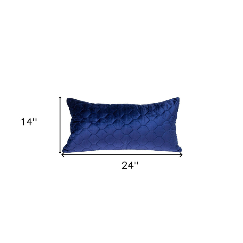 Blue Tufted Velvet Quilted Lumbar Throw Pillow - Home Decor