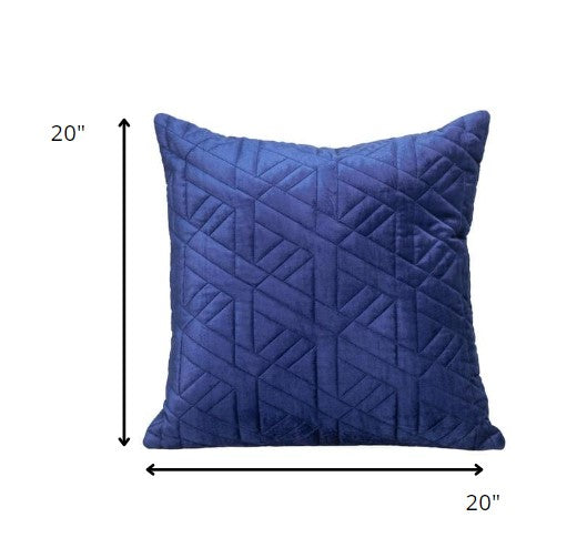 20" Blue Cotton Blend Throw Pillow - Home Decor