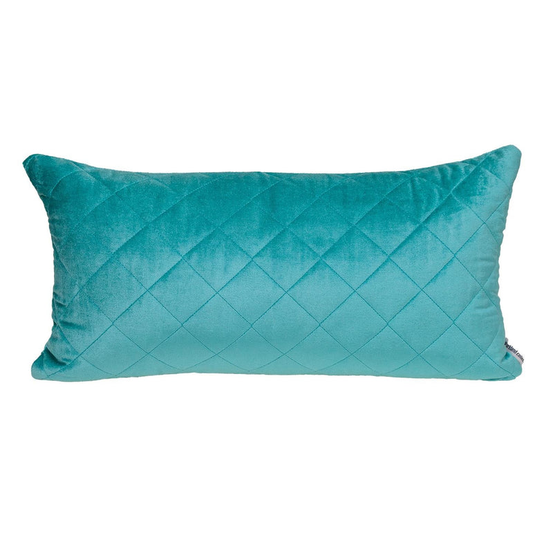 Tufted Diamond Aqua Transitional Lumbar Pillow - Home Decor