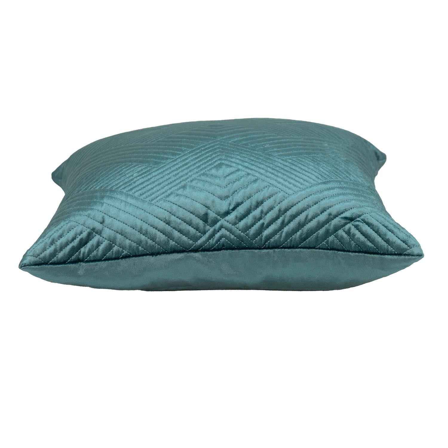 Transitional Teal Quilted Throw Pillow