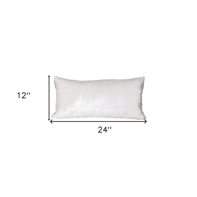 12" X 24" White Cotton Blend Throw Pillow - Home Decor