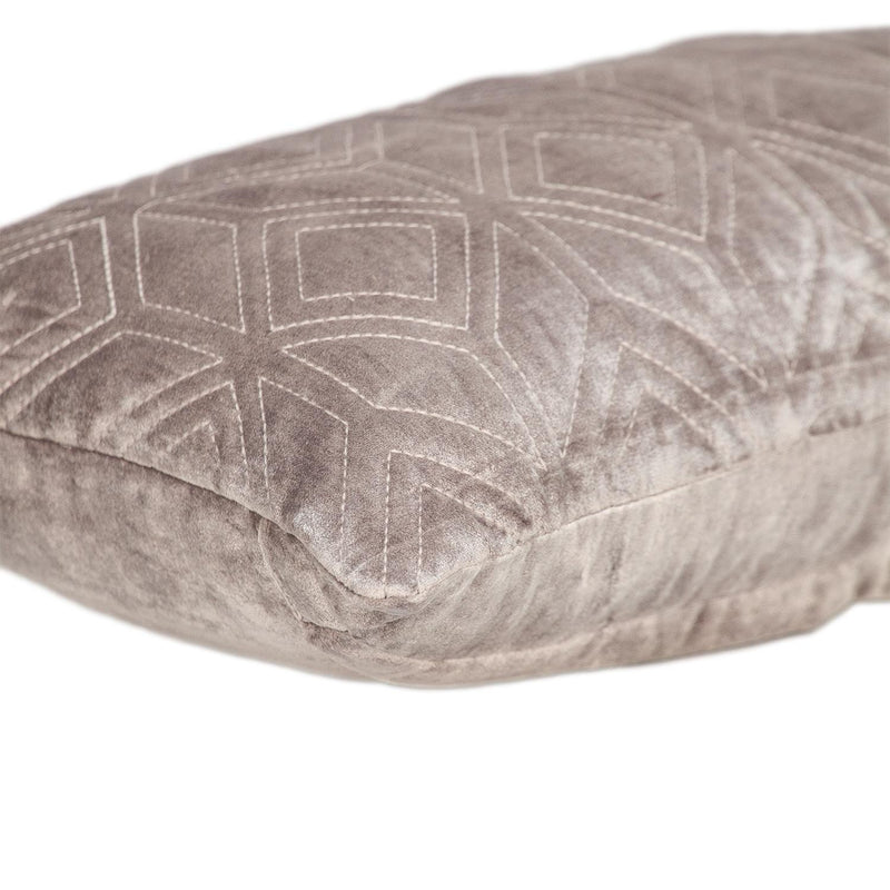12" X 24" Taupe Lumbar Geometric Diamonds Cotton Blend Throw Pillow - Home Decor