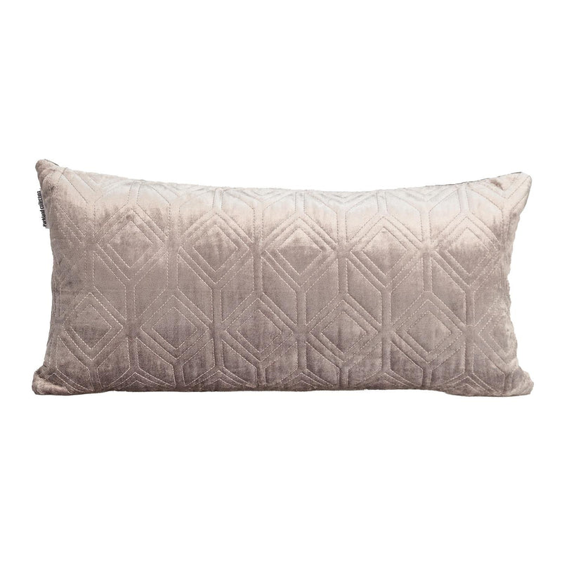 12" X 24" Taupe Lumbar Geometric Diamonds Cotton Blend Throw Pillow - Home Decor