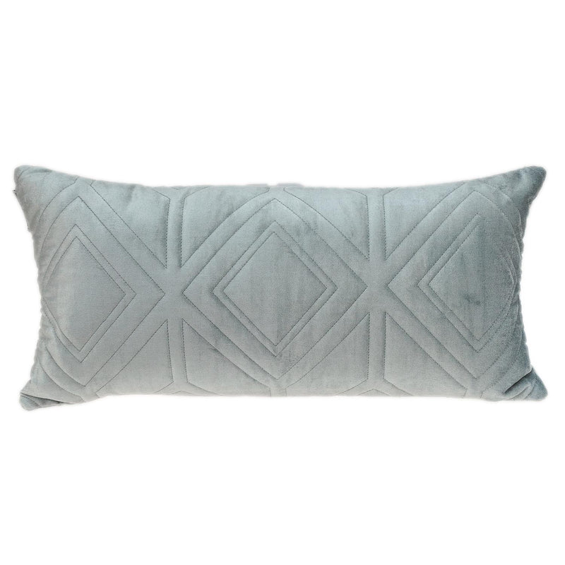 Gray Quilted Diamonds Velvet Solid Color Lumbar Pillow - Home Decor