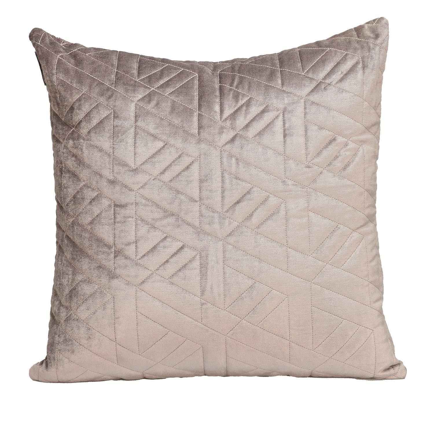 Taupe Velvet Quilted Throw Pillow