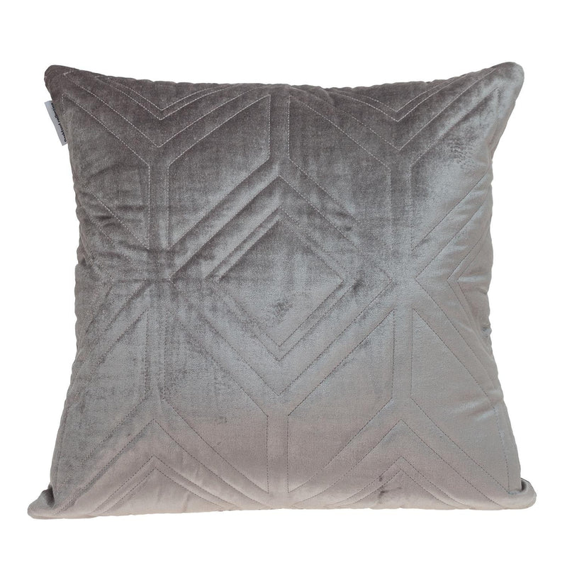 Taupe Quilted Diamonds Velvet Solid Color Throw Pillow - Home Decor