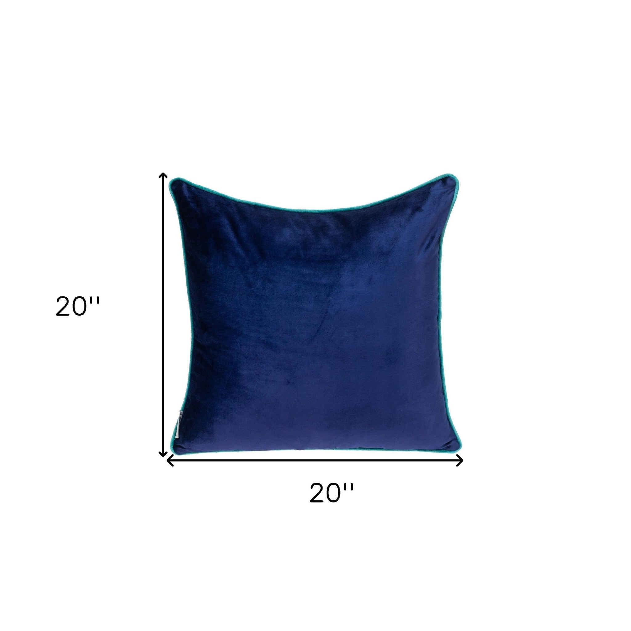 20" Gray And Navy Blue Velvet Throw Pillow - Home & Garden