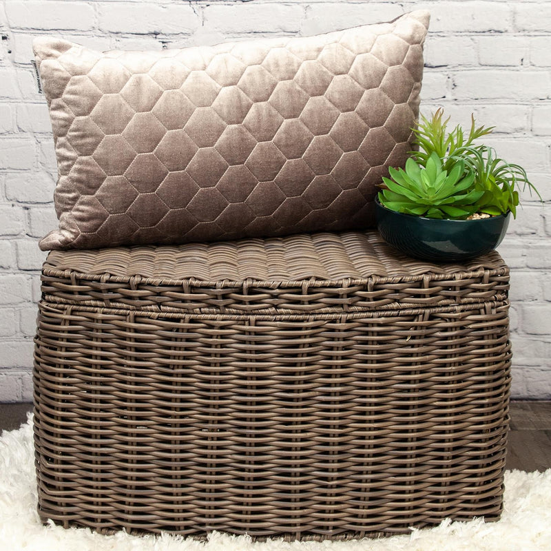 Taupe Tufted Velvet Quilted Lumbar Throw Pillow - Home Decor