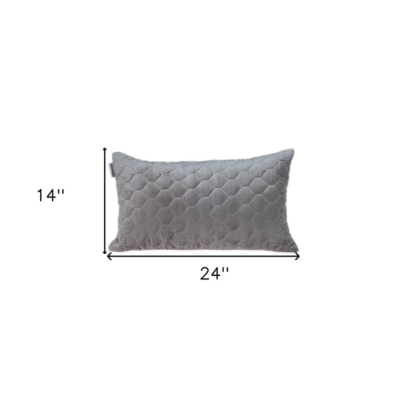 Taupe Tufted Velvet Quilted Lumbar Throw Pillow - Home Decor