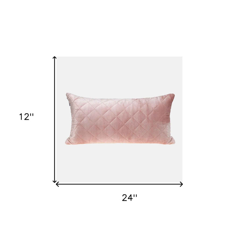 Tufted Diamond Pink Transitional Lumbar Pillow