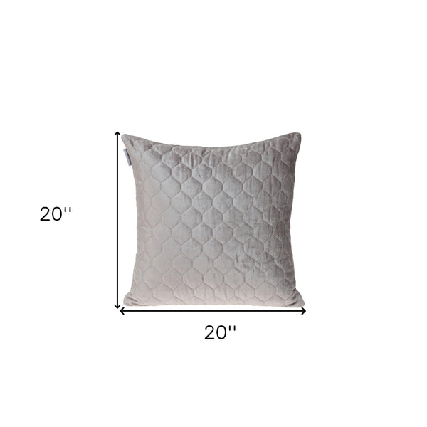 Taupe Tufted Velvet Quilted Throw Pillow - Home Decor